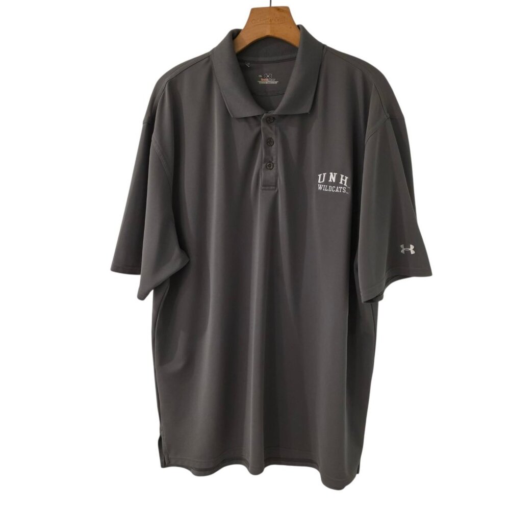 Universirty Of New Hampshire UNH Wildcats Polo Shirt Under Armour Gray Mens XL